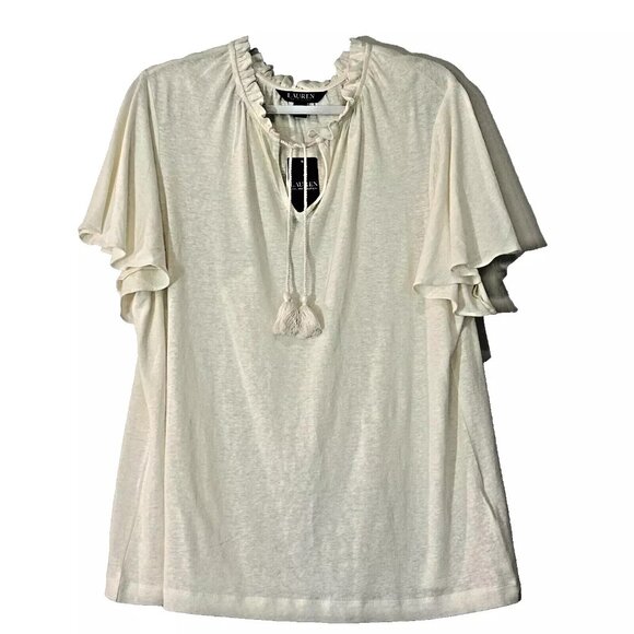 Lauren Ralph Lauren Flutter Sleeve Knit Peasant Top plus size 1X NWT - Picture 1 of 7